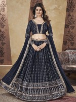 Navy Blue Georgette Readymade Lehenga Choli